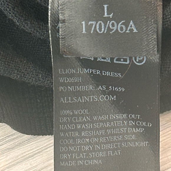 All saints Elion Jumper Cold Shoulder Wool Dress Size L - Picture 5 of 5